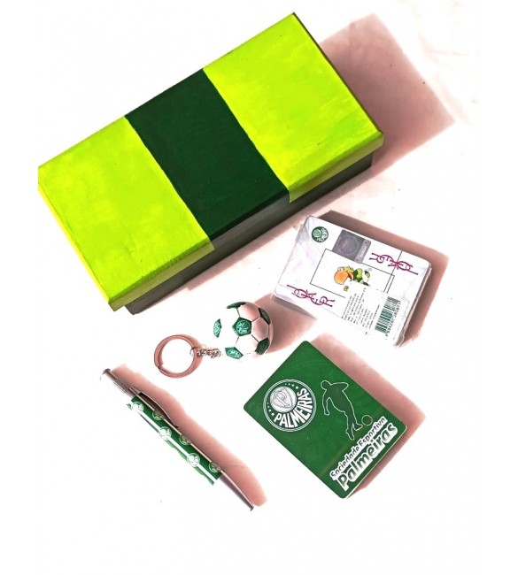 Kit Torcedor palmeiras 01 caixa MDF+02 Baralhos+caneta+chaveiro bola